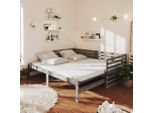The Living Store Letto Da Giorno Allungabile 2X(90X200) Cm Grigio In Legno Di Pino Massiccio
