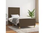 The Living Store Struttura Letto Con Testiera In Tessuto Marrone Scuro 80X200 Cm
