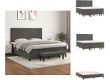 Vidaxl Letto A Molle Con Materasso Grigio Scuro 160X200 Cm In Velluto - Letti E Strutture Letto