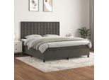 The Living Store Letto A Molle Con Materasso Grigio Scuro 160X200 Cm In Velluto