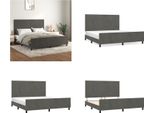 Vidaxl Giroletto Con Testiera Grigio Scuro 160X200 Cm In Velluto - Giroletto Con Testiera - Giroletti Con Testiera - Cornice Letto - Letto Con Testiera