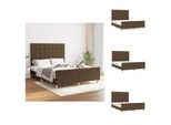 Vidaxl Struttura Letto Con Testiera In Tessuto Marrone Scuro 140X200 Cm - Letti E Strutture Letto