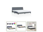 The Living Store Struttura Letto Con Luci Led Grigio Scuro 200X200 Cm In Velluto