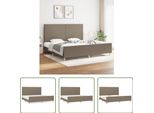 The Living Store Struttura Letto Con Testiera Taupe 200X200 Cm In Tessuto