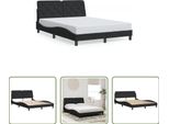 The Living Store Struttura Letto Con Testiera Nera 140X190 Cm In Velluto