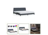 The Living Store Struttura Letto Con Luci Led Grigio Scuro 200X200 Cm In Velluto