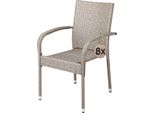 Casaria® Set 8 Sedie Da Giardino In Polyrattan Impilabili Regolabili Con Portata Di 160 Kg Per Balcone Terrazza Sedia Esterno Sedia Da Tavolo