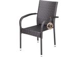 Casaria® Set 4 Sedie Da Giardino In Polyrattan Impilabili Regolabili Con Portata Di 160 Kg Per Balcone Terrazza Sedia Esterno Sedia Da Tavolo