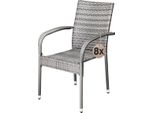 Casaria® Set 8 Sedie Da Giardino In Polyrattan Impilabili Regolabili Con Portata Di 160 Kg Per Balcone Terrazza Sedia Esterno Sedia Da Tavolo