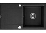 Lavello Qls 76X44 Cm Con Sgocciolatoio Siphon Reversibile - Luna Black 11185