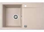 Lavello Qls 76X44 Cm Con Sgocciolatoio Siphon Reversibile - Luna Beige 11187