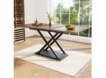 Flieks Tavolo Da Pranzo Tavolo Da Cucina Allungabile, Tavolo Da Pranzo Tavolo Da Sala Da Pranzo Rettangolare, Tavolo Con Gambe In Metallo, Tavolo Da Lavoro, 120/160X80X75 Cm, Marrone
