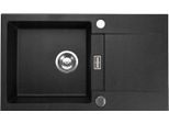 Lavello Qls 76X44 Cm Sifone Reversibile Runner Nero Metallizzato 11199