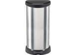 Cestino Curver Deco Bin, 40 Litri, Argento/Nero, Per Rifiuti, Con Pedale