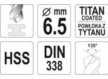 Punta Per Metallo HSS-TIN 6,5 Mm