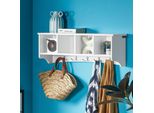 Sobuy Appendiabiti Da Parete Ganci Da Parete Scaffale Da Bagno Con 5 Ganci Bianco, L 72 Cm FRG48-L-W