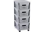 Curver Infinity Scaffale Su Ruote 4X11L Traforato Grigio Chiaro
