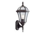 Capri, Applique Rustica In Posizione Verticale Marrone Con Paralume In Vetro Trasparente IP44