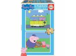 Educa - Peppa Pig, 2 Puzzle Ecologici In Legno Per Bambini, 9 Pezzi, Da 3 Anni (17156) Educa