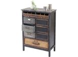 Cassettiera HWC-F34, Cassettiera In Legno Di Abete Massiccio, Look Vintage Shabby 90X65X32Cm