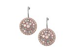 Paar Ohrhaken Fossil "Schmuck Edelstahl Ohrringe Disc Drop Vintage Glitz", Rosa (RoséGoldfarben, Edelstahlfarben, Perlmuttfarben, Kristallweiß, Kristallweiß), Ohrringe, Damen, Edelstahl, Mit Glasstein - Mit Perlmutt