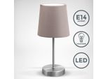 B.K.Licht Lampada Da Comodino, Lampada Da Tavolo Con Paralume In Tessuto Color Grigio-Talpa, Adatta Per Lampadina E14 Non Inclusa Max 25W, Alta 30.8Cm, Abat-Jour Con Interruttore On Off Sul Filo IP20