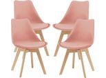 Sedia Da Pranzo 'FläTen' Set Di 4 Sedie Imbottite In Ecopelle Rosé