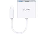 Savio AK-48 Usb Typ C - Hdmi, Usb 3.0, Pd, Usb Type-C Bianco - Hub - Schede/Adattatori Di Interfaccia Usb 3.0