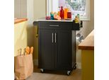 Sobuy FKW110-SCH Carrello Da Cucina Con Rotelle Carrello Per Servire Carrello Laterale Carrello Con Porta E Cassetto Carrello Per Bevande Per L'ufficio Nero Wd Circa 80X90X46Cm