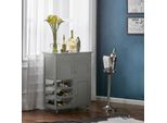 Sobuy Carrello Portavivande Con Rotelle Carrello Da Cucina Con Piano Di Lavoro Carrello Con Cassetti, Portabottiglie Isola Da Cucina Per Sala Da Pranzo Da Esterno Grigio Chiaro FKW45-HG