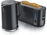Set Da Colazione Arendo, Bollitore Con Impostazione Della Temperatura, Acciaio Inox, 2200W, 1,5L + Tostapane 2 Fette, Fessura Lunga Tostapane 2 Fette, Fessura Lunga, 1000W, Nero