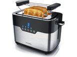 Arendo Tostapane A 2 Fette Morgen In Acciaio Inox, 920 W, Con Fessure Extra Larghe, Pannello A Sfioramento Con Display Led, Nero/Argento