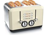 Tostapane Arendo Per 4 Fette, 1630 W, Automatico, Acciaio Inox, Involucro Termoisolante A Doppia Parete, Beige