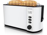 Tostapane Arendo 4 Fette, Tostapane A Fessura Lunga, Fessura Lunga, Acciaio Inox, 1500W, Display Con Indicatore Del Tempo Residuo, Attacco Per Panini, Funzione Di Scongelamento, Alloggiamento Termoisolante, Bianco