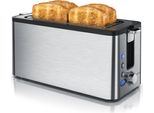 Tostapane Arendo In Acciaio Inox A Fessura Lunga 4 Fette - Funzione Di Scongelamento - Alloggiamento Termoisolante - Con Portapane Integrato - Vassoio Raccoglibriciole - Display Con Indicatore Del Tempo Residuo