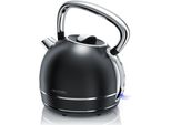 Bollitore Arendo Da 1,7 L, 2200 W, In Acciaio Inox Stile Vintage Retrò, Protezione Contro Il Surriscaldamento E L'ebollizione, Nero