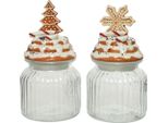 Barattolo In Vetro Con Coperchio Albero Di Natale / Fiocco Di Neve 21 Cm - 1 Pezzo Assortito.
