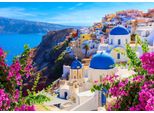 Enjoy Puzzle Santorini Con Fiori, Grecia 1000 Pezzi