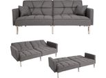 Divano Letto HWC-K65, Divano Letto Per Ospiti, Funzione Letto, Superficie Di Appoggio 170X104 Cm ~ Tessuto/Tessuto Grigio
