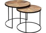 Set Aus 2 Couchtischen "Basile"" - Metall & Mangoholz - Schwarz & Holz - Atmosphera Interior Designer"