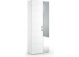 Mobile Multiuso Per Il Bagno H 195Cm Bianco Con 1 Anta E Specchio