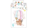 Set Di Lenzuola Per Bambini "Flying Baloon"" Con Giraffa, Leone E Zebra In Mongolfiera, 100X135 + 40X60 Cm, Cotone"