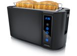 Arendo Tostapane Per 4 Fette Slot Lungo 1500 W, Portapane, Isolato Termicamente, Display, Touch, Nero