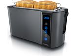 Tostapane A Fessura Lunga Arendo Con 2 Camere Di Tostatura E Attacco Per Panini, Alloggiamento Isolato Termicamente, Display, Touch, Grigio
