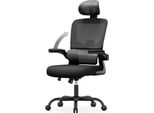 Sedia Da Ufficio - Sedile Ergonomico Naspaluro - Poltrona Con Bracciolo Ribaltabile A 90° E Poggiatesta Regolabile - Supporto Lombare - Regolabile In Altezza