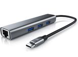 Primewire - Hub Usb C Con Ethernet RJ45 - 10/100/1000 Mbps - Gigabit Ethernet, Adattatore Di Rete Lan - 3 Porte Usb 3.2 Gen.1 A - Notebook, Ultrabook E, 722304821722