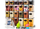 Set Di 24 - Deco Haus Contenitori Per Alimenti Riutilizzabili Con Coperchi Ermetici Per La Cucina - Plastica Senza Bpa - (Nero)