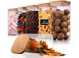 Set Di 6 - Deco Haus Barattoli Riutilizzabili Con Coperchi In Bambù - Ermetici, Per Lavastoviglie, Microonde, 20X10 Cm, 1600Ml