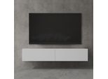 Doporro Mobile Porta Tv Sospeso 160 Cm Con 2 Ante Bianco Opaco, Credenza Bassa Da Soggiorno Salotto, Madia Consolle Per Tv Fernsehschrank02