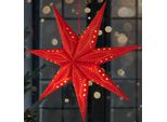 Brubaker Stella Di Natale 3D Da Appendere - Stella Di Carta A Led Con Timer - Stella Dell'avvento Da 60 Cm A Batteria, Rosso